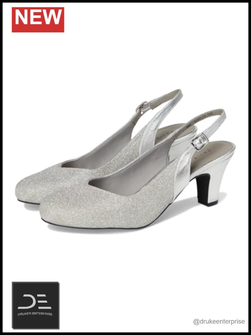 Sparkle Slingback Pump Suede Footbed Adjustable Buckle